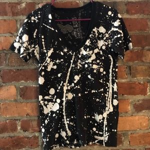 Paint-splatter v-neck tee